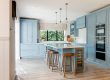 Photo of open plan kitchen with blue units