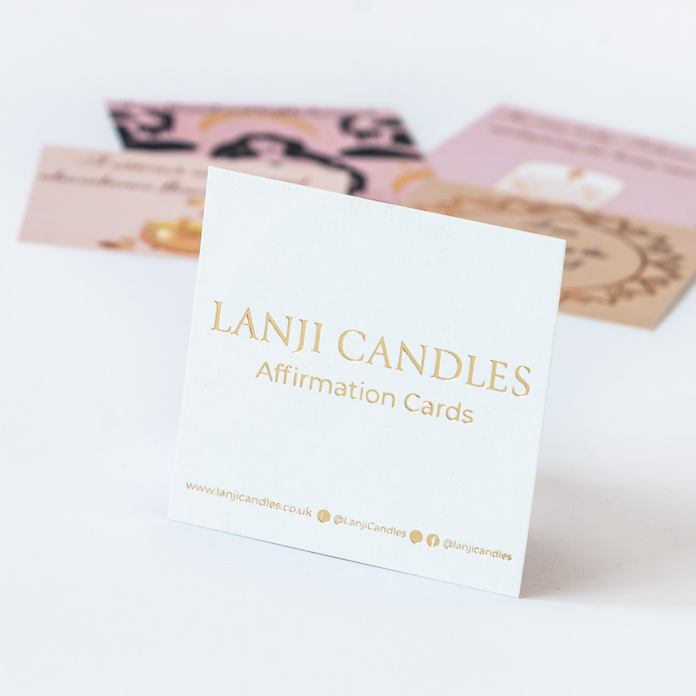 Product photography of affirmation cards
