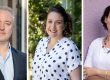 Three headshots with different backgrounds