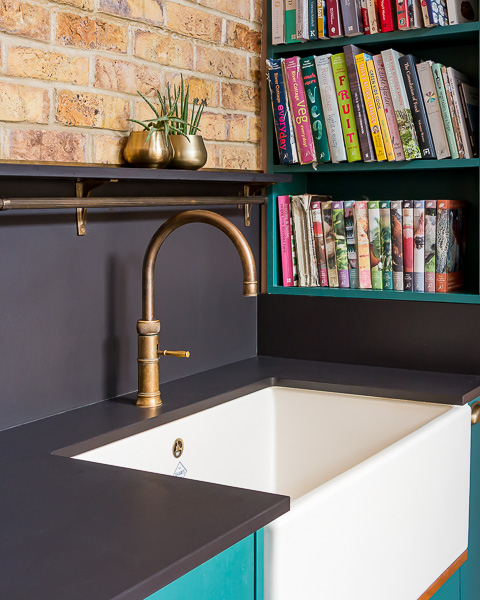 Kitchen photography for at studio_Rosendale Rd-83 Photograph of butler sink and brass tap