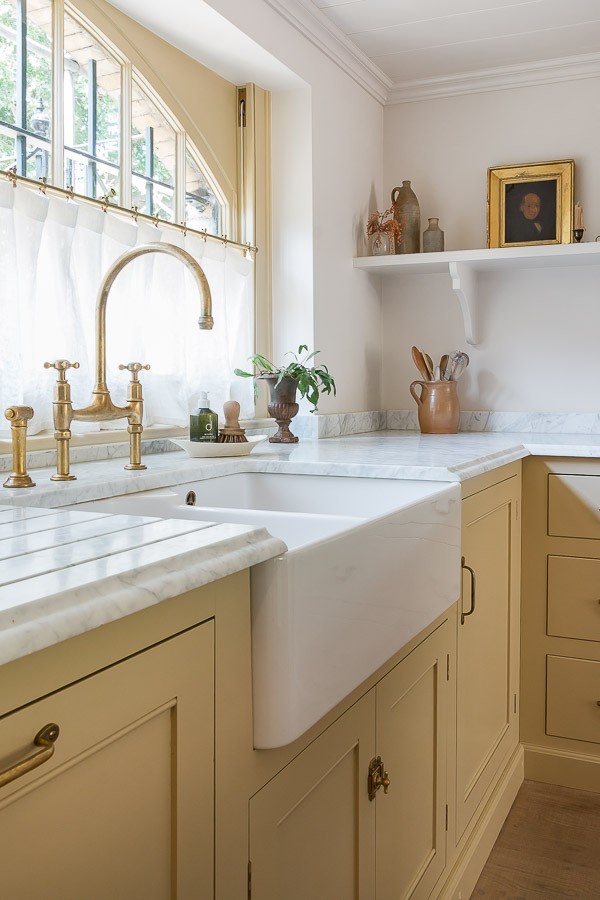 Kitchen photography for KBB Master-82_v2 Photograph of butler sink with yellow units